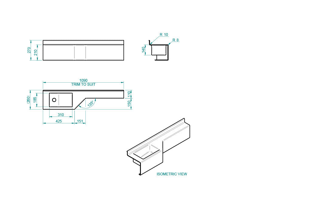 310 x 185mm Tapered Sink (SKU 0228)