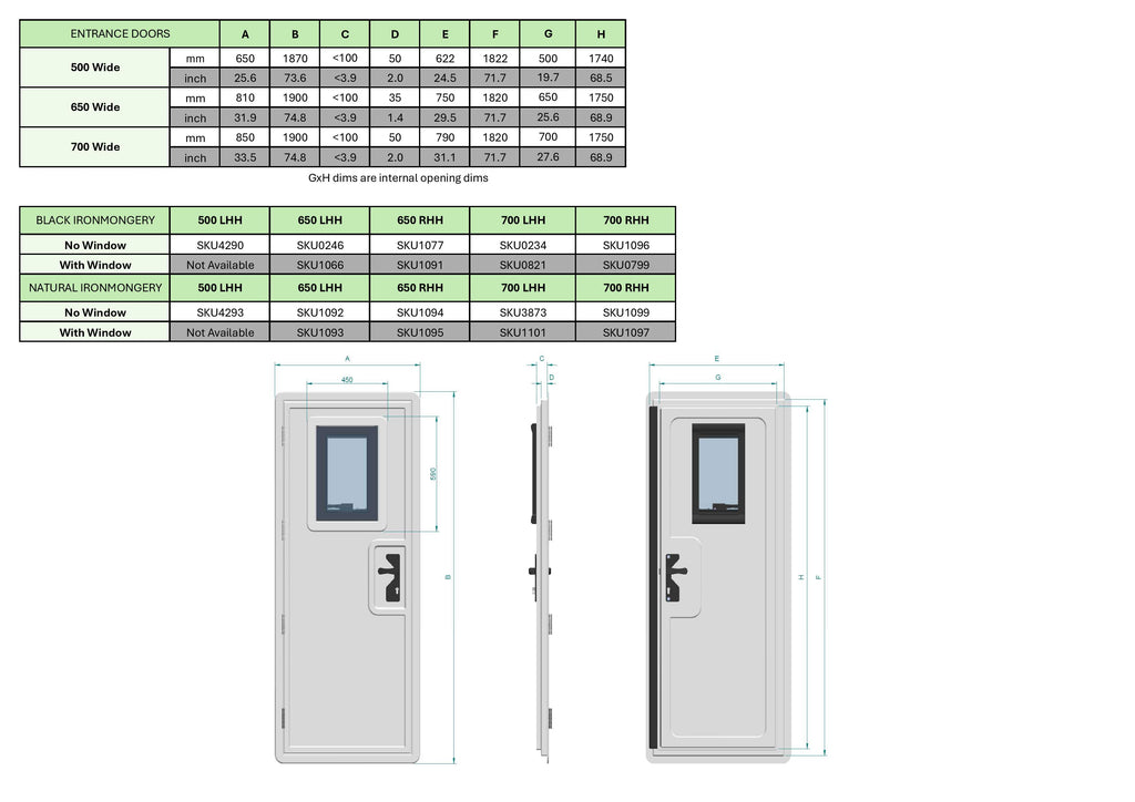 Entrance 0.50m w/ Window (SKU 5122)