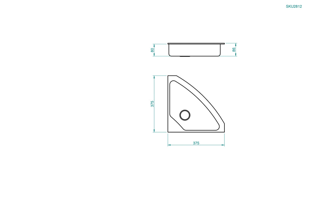 Motorcraft GRP Corner Sink – 375 x 375mm (SKU 2812)