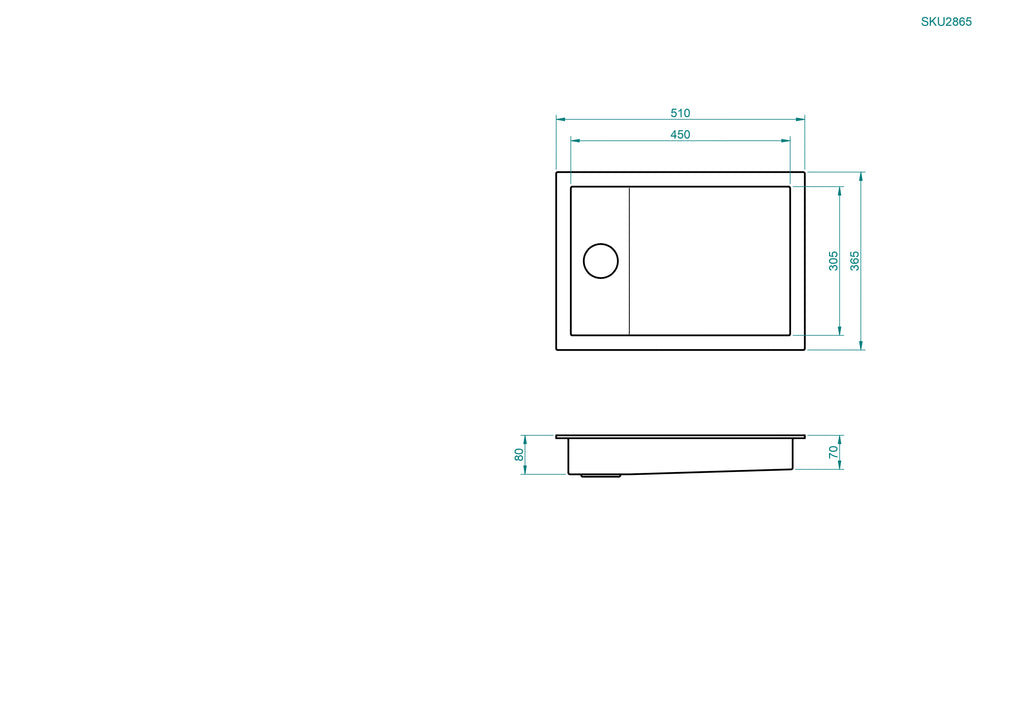 Undermount Sink - 305 x 450mm (SKU 2865)