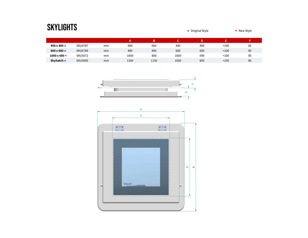 Skylight - 400 x 400mm (SKU 0787)