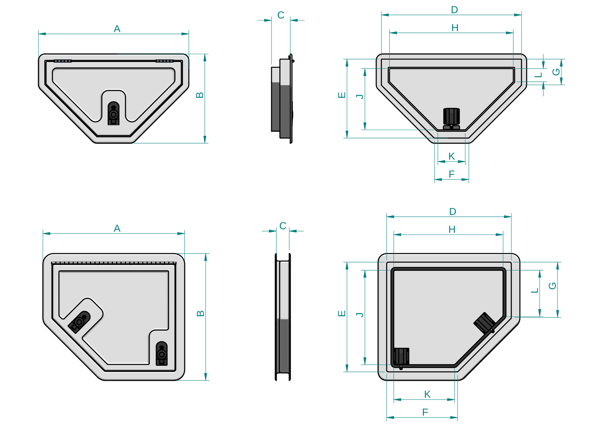 Dual Axle Hatch - 680 x 340mm (Double Tapered)