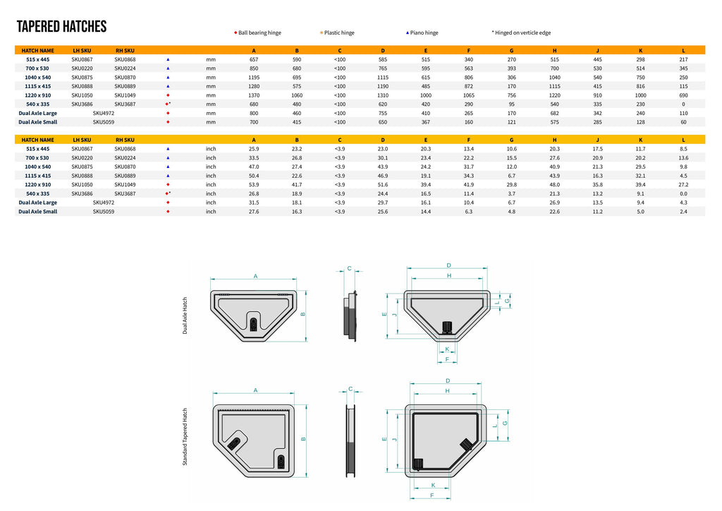 Dual Axle Hatch (Double Tapered)
