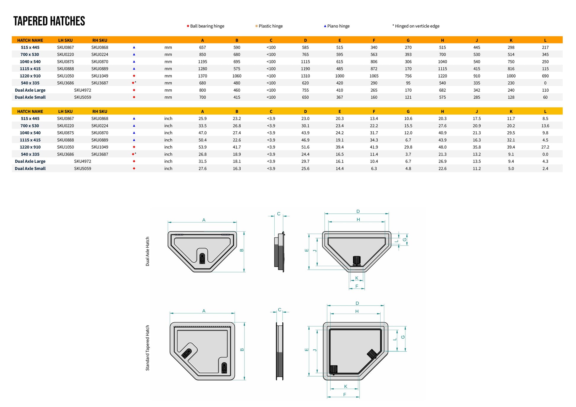 Dual Axle Hatch (Double Tapered)